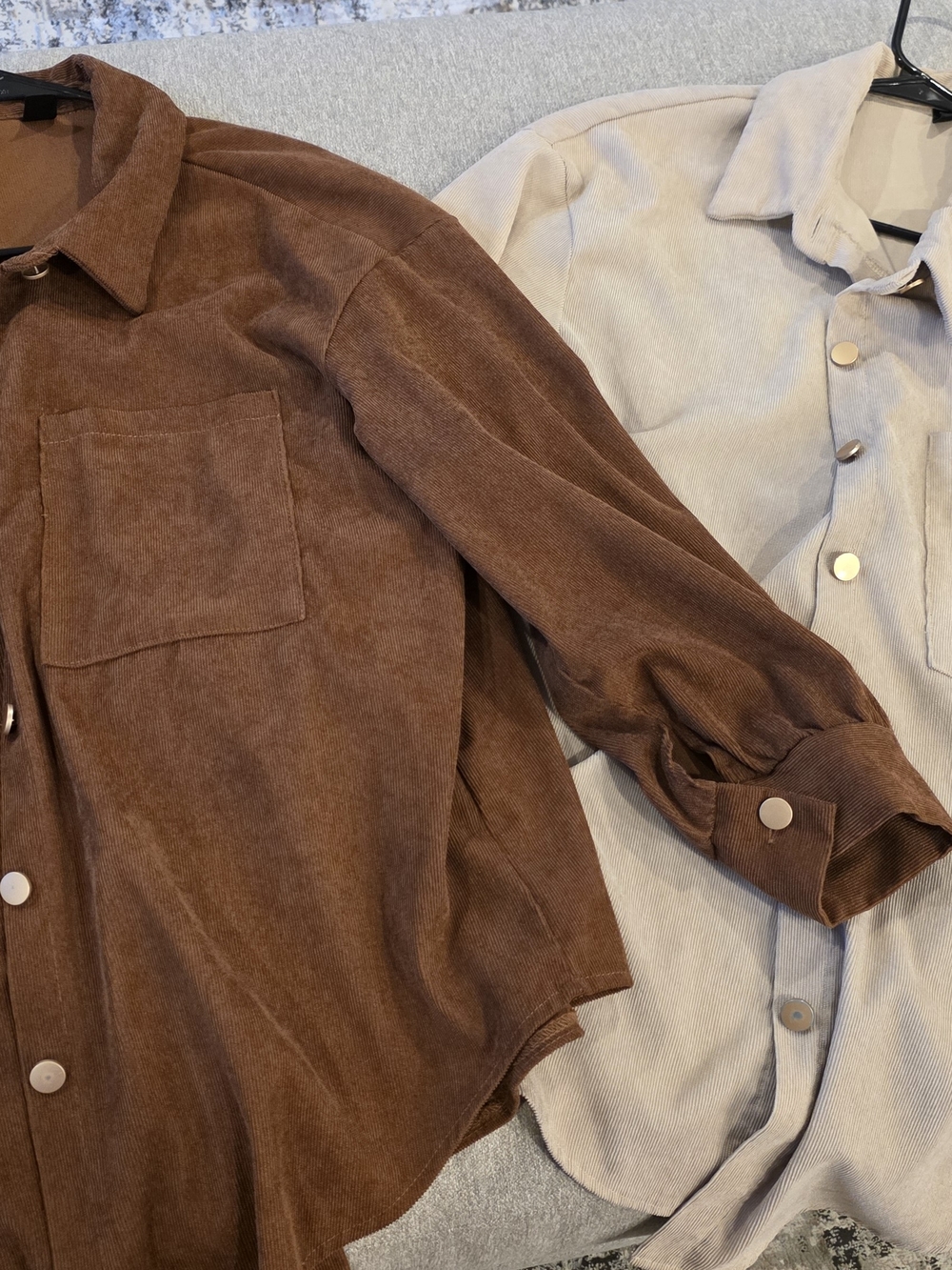 (2) SHEIN Curve Corduroy Shirt Jacket in Brown